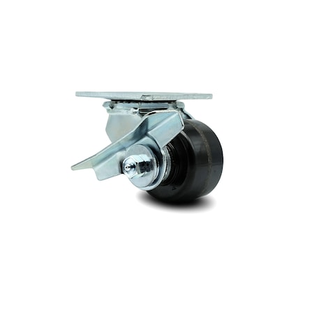 Service Caster 3.25 Inch Phenolic Swivel Caster with Ball Bearing and Brake SCC-30CS3420-PHB-SLB